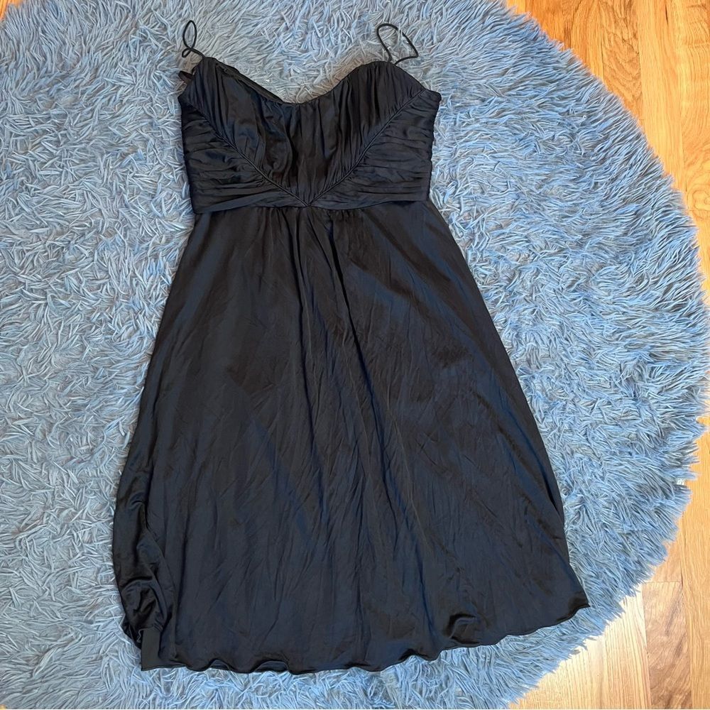Elie Tahari Black Spaghetti Strap Silk Dress Size M